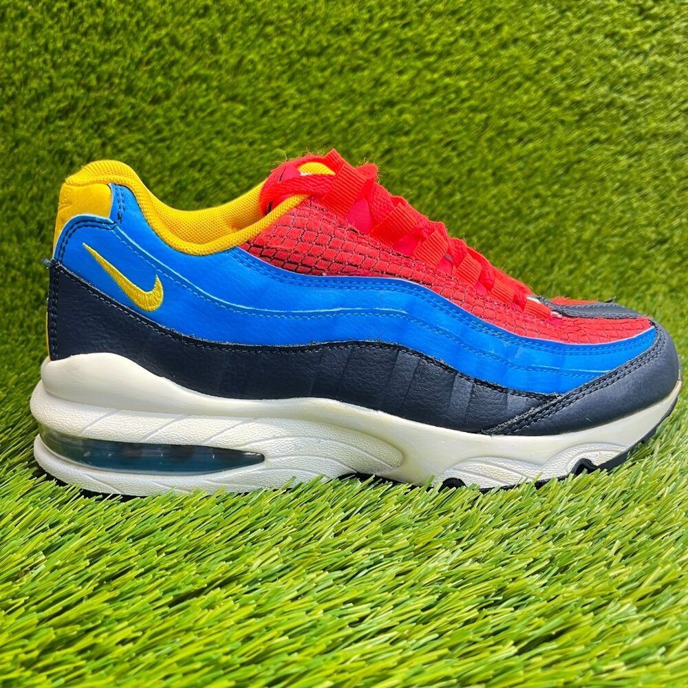 Nike Air Max 95 Boys Size 6.5Y Red Blue White Athletic Leather Shoes Sneakers‎